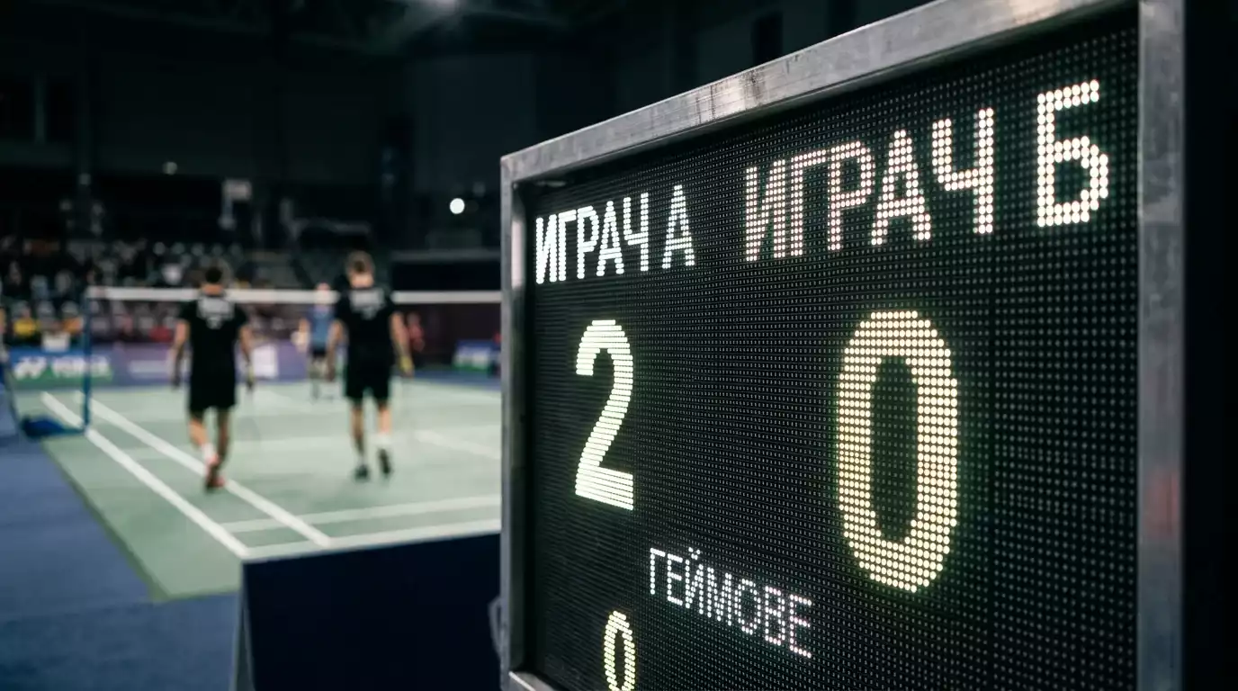 Табло показва 2-0 геймове в доминираща победа на корт от Super 1000