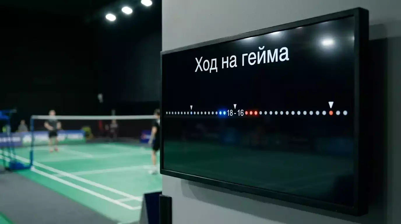 Електронно табло показва прогресията на точките в текущия гейм
