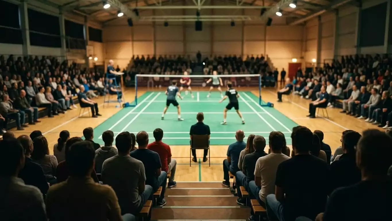 Изпълнени трибуни на All England Open в Бирмингам по време на финал