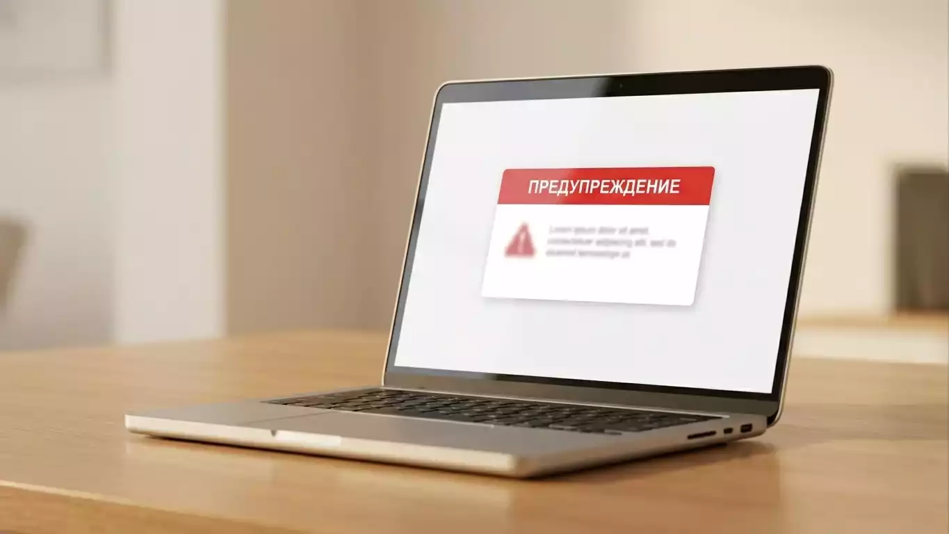 Лаптоп показва блокиран сайт за нелицензиран оператор на хазарт